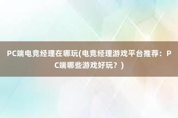 PC端电竞经理在哪玩(电竞经理游戏平台推荐：PC端哪些游戏好玩？)