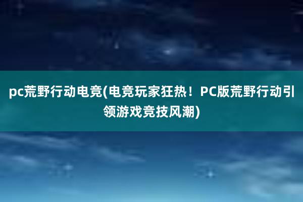 pc荒野行动电竞(电竞玩家狂热！PC版荒野行动引领游戏竞技风潮)