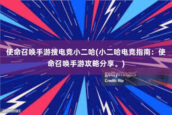 使命召唤手游搜电竞小二哈(小二哈电竞指南：使命召唤手游攻略分享。)