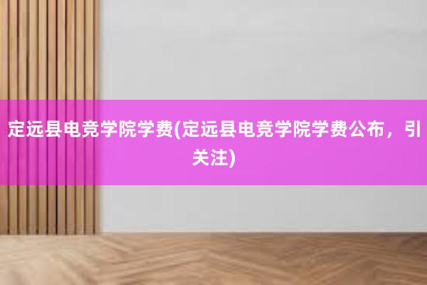 定远县电竞学院学费(定远县电竞学院学费公布，引关注)