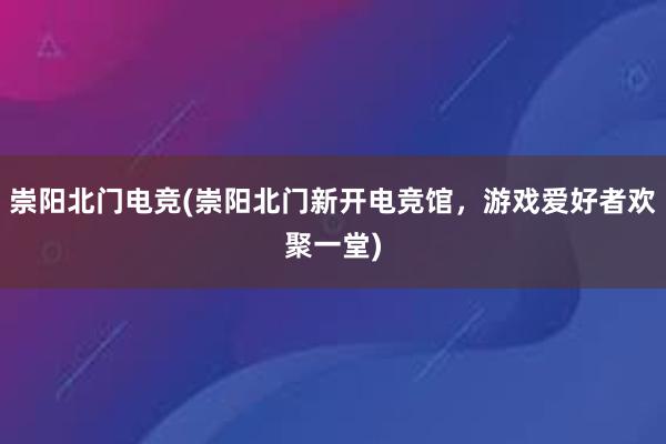 崇阳北门电竞(崇阳北门新开电竞馆，游戏爱好者欢聚一堂)