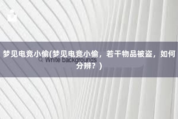 梦见电竞小偷(梦见电竞小偷，若干物品被盗，如何分辨？)