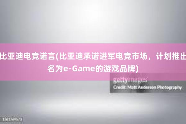 比亚迪电竞诺言(比亚迪承诺进军电竞市场，计划推出名为e-Game的游戏品牌)