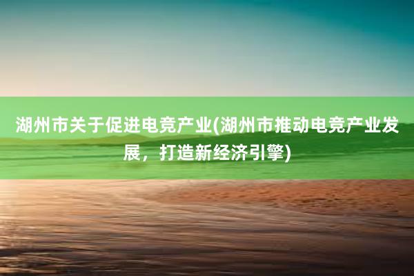 湖州市关于促进电竞产业(湖州市推动电竞产业发展，打造新经济引擎)