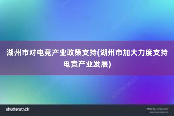 湖州市对电竞产业政策支持(湖州市加大力度支持电竞产业发展)