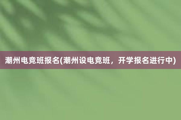 潮州电竞班报名(潮州设电竞班，开学报名进行中)