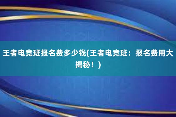 王者电竞班报名费多少钱(王者电竞班：报名费用大揭秘！)