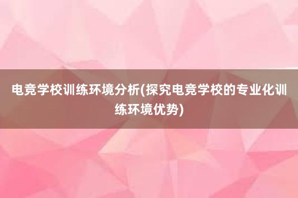 电竞学校训练环境分析(探究电竞学校的专业化训练环境优势)