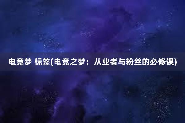 电竞梦 标签(电竞之梦：从业者与粉丝的必修课)