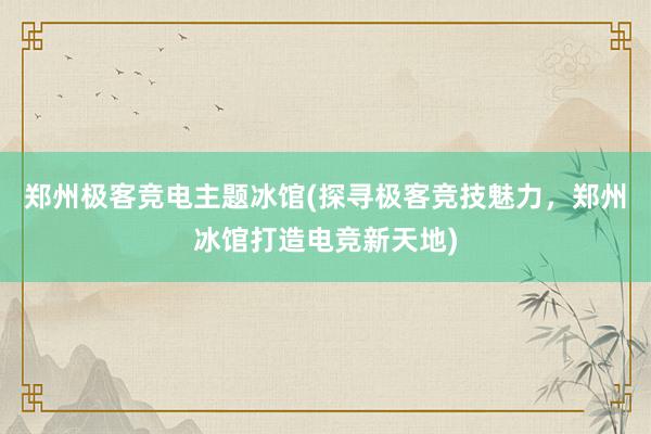 郑州极客竞电主题冰馆(探寻极客竞技魅力，郑州冰馆打造电竞新天地)