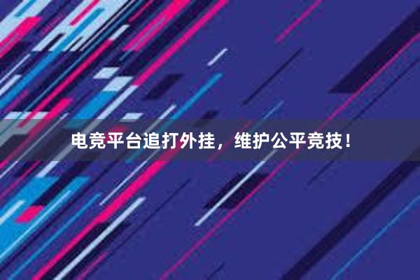 电竞平台追打外挂，维护公平竞技！