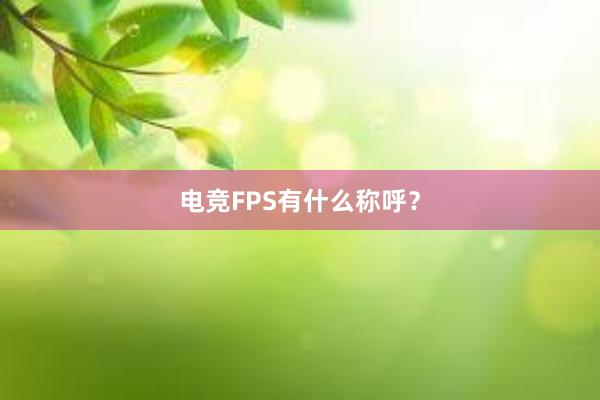 电竞FPS有什么称呼？