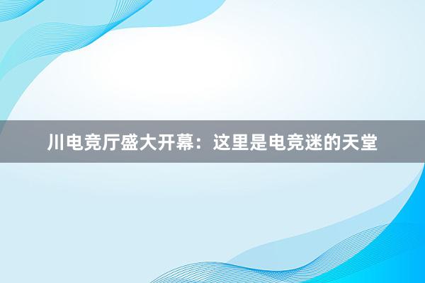 川电竞厅盛大开幕：这里是电竞迷的天堂