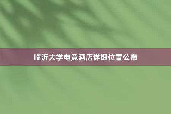 临沂大学电竞酒店详细位置公布