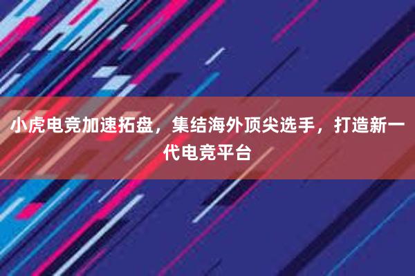 小虎电竞加速拓盘，集结海外顶尖选手，打造新一代电竞平台