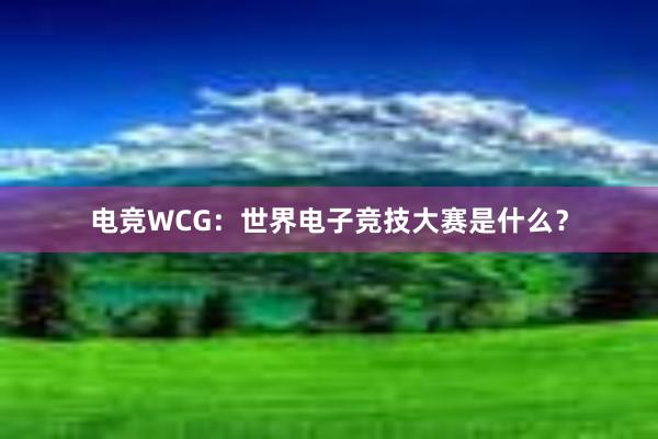 电竞WCG：世界电子竞技大赛是什么？