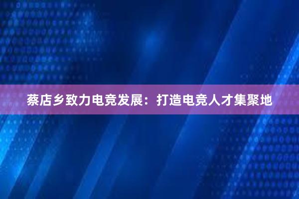 蔡店乡致力电竞发展：打造电竞人才集聚地